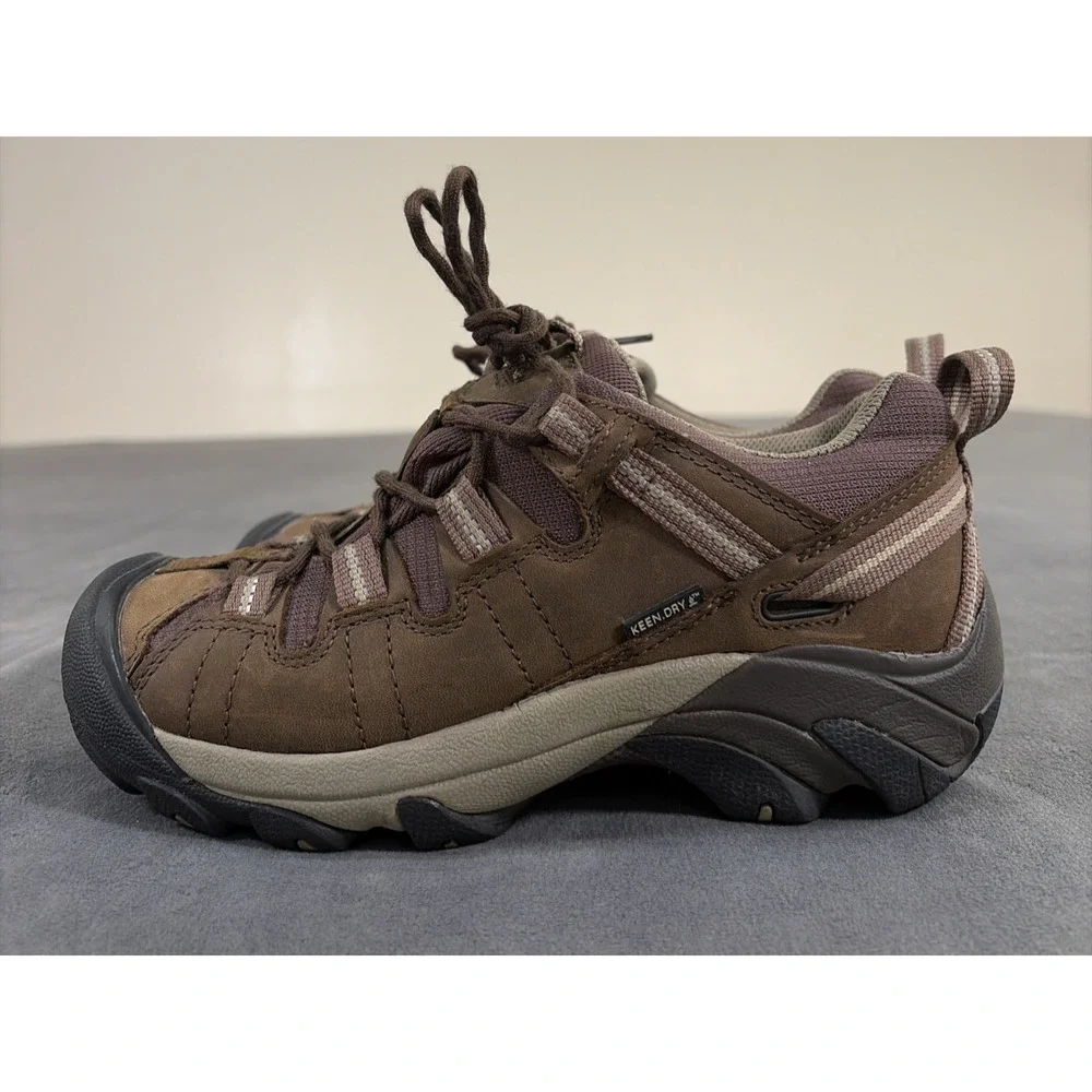 KEEN DRY Waterproof Leather Hiking Shoes Size 6 Brown/Gray/Purple Bnfts Charity